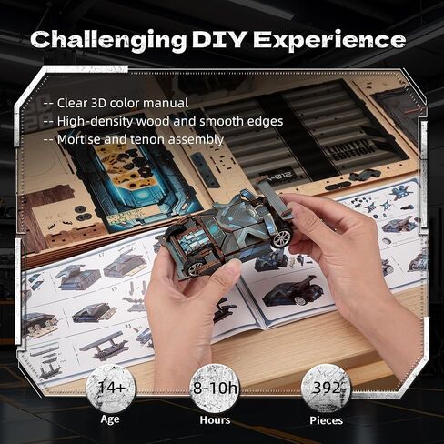 3D Wooden Puzzle Book Nook Kit with LED Light, DIY Miniature Bookshelf Insert Décor for Display, Unique Craft Gift for Adults and Teens (Key Tracking) in Saudi Arabia
