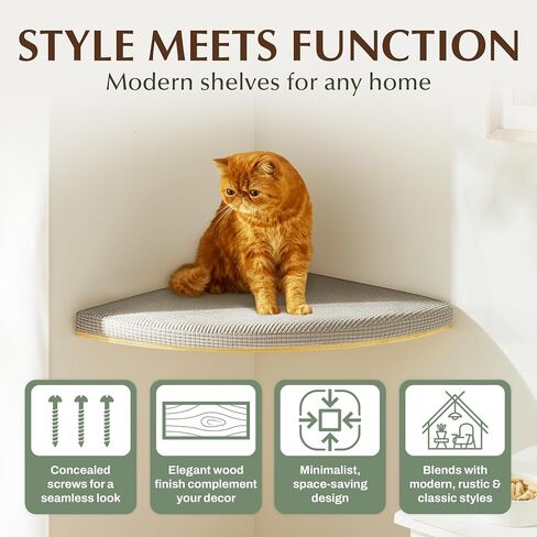 Extra Large 23.6" × 12.6 Cat Wall Shelves with Soft Cushion – Wall-Mounted Furniture, Sturdy Cat Hammock for Sleeping & Climbing – Secure Perch for Large Cats & Kittens - Flat Shape in Saudi Arabia