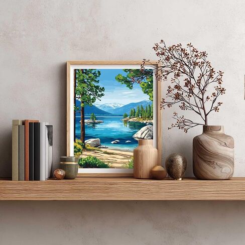 Crater Lake Paint by Number, National Park Paint by Numbers for Adult, Oregon USA Acrylic DIY Oil Painting, Mountains Canvas Home Wall Decor - Nature Wilderness Landscape(16x20inch, Unframed) in Saudi Arabia
