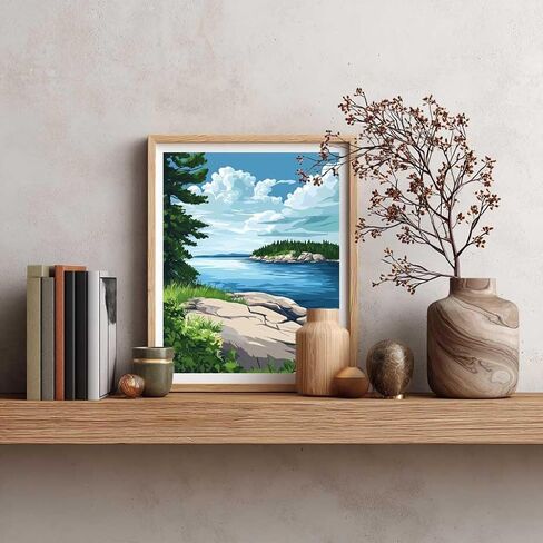 Crater Lake Paint by Number, National Park Paint by Numbers for Adult, Oregon USA Acrylic DIY Oil Painting, Mountains Canvas Home Wall Decor - Nature Wilderness Landscape(16x20inch, Unframed) in Saudi Arabia