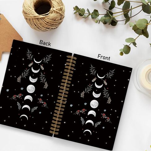 Gothic Moon Phase Spiral Notebook, Witchy Moon Stars Journal Notebook, Gothic Black Gold Notebooks for School Work, Moon Journal, Witchy Office Supplies Gifts for Women Men, 5.5x8.3 Inch in Saudi Arabia
