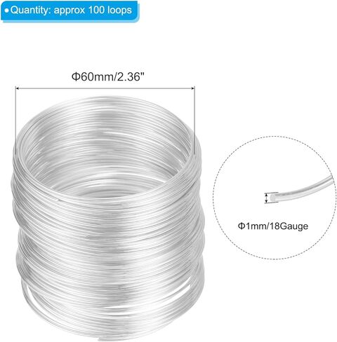 PATIKIL 100 Loops Memory Wire, 1pcs 1mm 18 Gauge Jewelry Wire Craft Wire Memory Steel Wire for Jewelry Making Bracelets Beading DIY Crafts, Cyan in Saudi Arabia