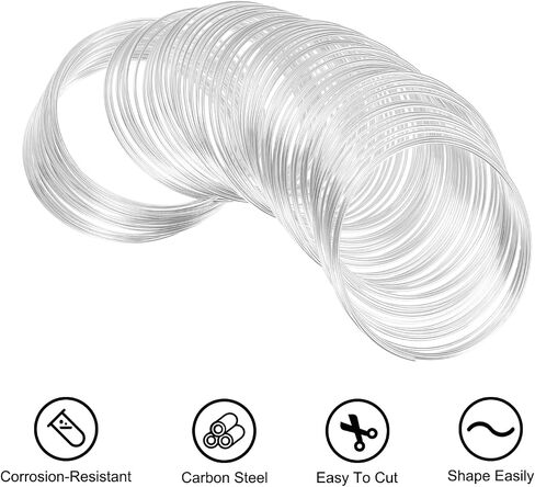 PATIKIL 100 Loops Memory Wire, 1pcs 1mm 18 Gauge Jewelry Wire Craft Wire Memory Steel Wire for Jewelry Making Bracelets Beading DIY Crafts, Cyan in Saudi Arabia
