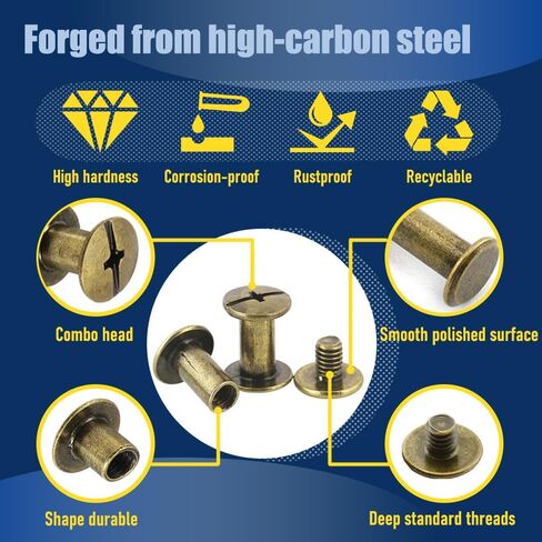 130 Sets Carbon Steel Chicago Screws – Gunmetal Black Chicago Binding Screws, 7 Sizes (M5*4,5,6,8,10,12,15) & 3 Screw Lengths (M4*3,4,5) for Leather, Bookbinding, Belt, Bag, Shoes & DIY Crafts in Saudi Arabia
