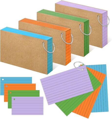 Colored Index Cards 3x5 Inch Flash Cards with Ring Heavy Weight Study Flashcards Note Cards for Studying School College Supplies, 210 Count in Kuwait