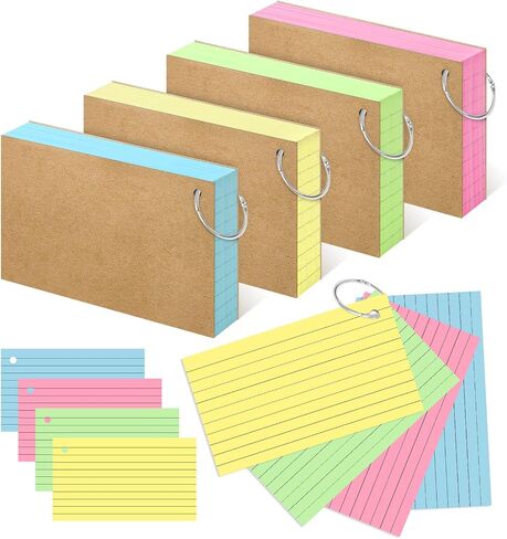 Colored Index Cards 3x5 Inch Flash Cards with Ring Heavy Weight Study Flashcards Note Cards for Studying School College Supplies, 210 Count in Kuwait
