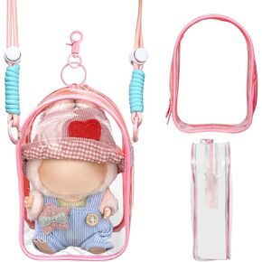 Clear Bag for Blind Box Plush Mystery Box Display Case Protective Case Cover Clear Figure Display Bag Carrying Cases for 5.9inch Blind Boxes Keychain Collectibles Plush Doll Figure No Dolls (Pink) in Saudi Arabia
