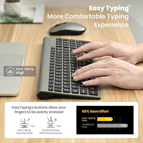 cimetech Wireless Keyboard Mouse Combo, Compact Full Size Wireless Keyboard and Mouse Set Less Noise Keys 2.4G Ultra-Thin Sleek Design for Windows, Computer, PC, Notebook, Laptop - Matte Black in Kuwait
