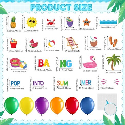 Pasimy End of School Year Bulletin Board Summer Classroom Bulletin Board Decoration Set with 24 Balloons Summer Beach Cutouts for Graduation Party Last Day of School Classroom Wall Decor (Ocean) in Saudi Arabia