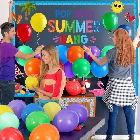 Pasimy End of School Year Bulletin Board Summer Classroom Bulletin Board Decoration Set with 24 Balloons Summer Beach Cutouts for Graduation Party Last Day of School Classroom Wall Decor (Ocean) in Saudi Arabia