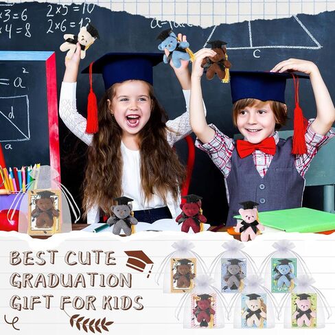 Hanaive 30 Sets Mini Graduation Stuffed Animal Bulk Graduation Party Favors 30 Animal Keychain with Grad Cap 30 Card 30 Organza Bag Small Plush Toy for Kindergartners College High School Gifts in Saudi Arabia