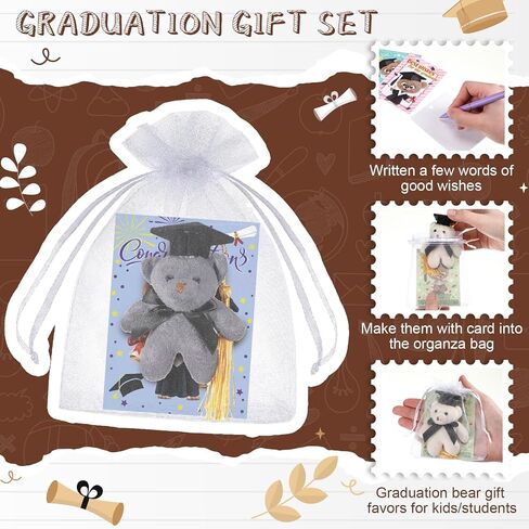 Hanaive 30 Sets Mini Graduation Stuffed Animal Bulk Graduation Party Favors 30 Animal Keychain with Grad Cap 30 Card 30 Organza Bag Small Plush Toy for Kindergartners College High School Gifts in Saudi Arabia