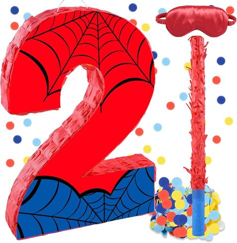 16 بوصة رقم 3 عنكبوت بيناتا مع 16 بوصة piñata عصا عصا العصا عيبون لصبي فتاة الأطفال 3rd عيد ميلاد ديكورات (3) in Kuwait