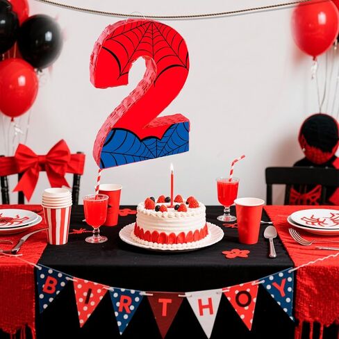16 بوصة رقم 3 عنكبوت بيناتا مع 16 بوصة piñata عصا عصا العصا عيبون لصبي فتاة الأطفال 3rd عيد ميلاد ديكورات (3) in Kuwait