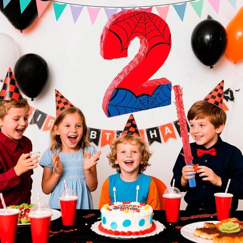 16 بوصة رقم 3 عنكبوت بيناتا مع 16 بوصة piñata عصا عصا العصا عيبون لصبي فتاة الأطفال 3rd عيد ميلاد ديكورات (3) in Kuwait