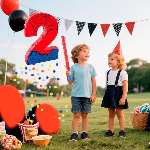16 بوصة رقم 3 عنكبوت بيناتا مع 16 بوصة piñata عصا عصا العصا عيبون لصبي فتاة الأطفال 3rd عيد ميلاد ديكورات (3) in Kuwait