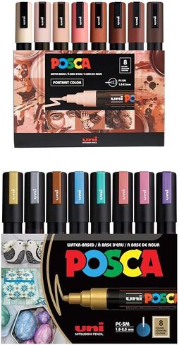 Posca Markers Bundle - 24 Medium Paint Markers: 5M - 8 Portrait + 8 Soft + 8 Mono Tones in Saudi Arabia