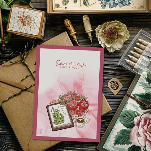 Arbuya Book Clear Stamps for Card Making Books and Flowers Rubber Stamps for Diary Journal Scrapbooking Paper Crafts Decoration in Saudi Arabia