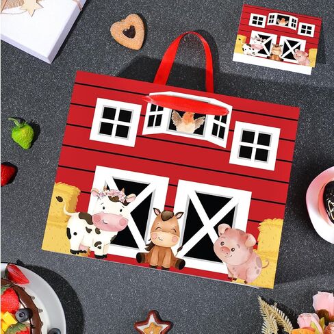 Innovoscape Cow Gift Bag for Kids Boys Girls Baby Shower Cow Print Birthday Gift Bag with Wrapping Paper Card Large Farm Animal Gifts Bag for Baby Shower Birthday Decorations Party Favors Supplies in Saudi Arabia