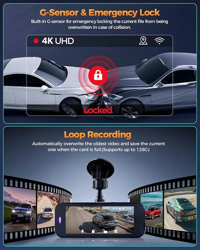 Dash Cam Front and Rear, 8K Ultra HD Dash Camera for Cars, Dash Cam with App Control, 32GB Card, Built-in Wi-Fi & GPS in Kuwait