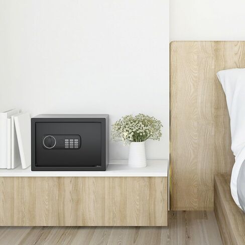 مزيج القفل مربع آمن للمنزل والمكاتب | صندوق أمان مفتاح ومفتاح صغير مع ضوء المستشعر ، تخزين بطانة شعر للمجوهرات ، النقد ، المستندات - 0.5cu.ft in Kuwait