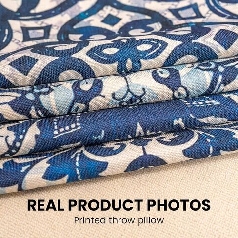 Blue Throw Pillow Covers - Linen Blue Pillow Covers 18x18 Set of 4, Decorative Blue and White Pillow Covers, Chinoiserie Pillow Cover, Chinoiserie Decor in Saudi Arabia