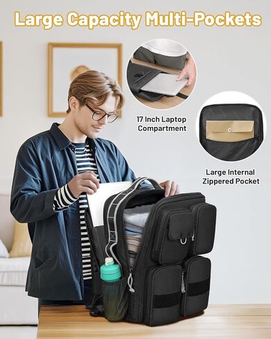 MATEIN Travel Laptop Backpack with Multiple Pockets, Heavy Duty Commuter Backpack Fits 17 Inch Laptop, TSA Large Travel Bag with Shoe Compartment, Water Resistant Padded Computer Rucksack for Outdoor in Saudi Arabia