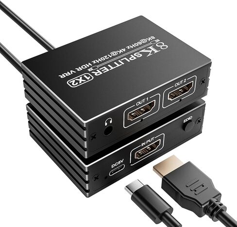 DisplayPort to Dual HDMI Splitter - 4K@60Hz Adapter for Dual Monitors Extended Display SST/MST Specification Display Port in 2 HDMI Out for Desktop, Laptop, NVIDIA, AMD Graphics Card, HDCP 2.3, HDR10 in Kuwait