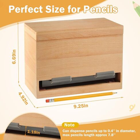 Aigybobo Pencil Dispenser for Classroom, Wooden Pencil Holder for Desk, Teacher Must Haves for Organization and Storage, Pencils Straw Dispenser for Classroom Office Kitchen Restaurant (Black) in Saudi Arabia