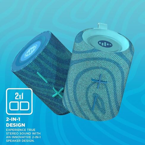 Stromberg-Twin 2-in-1 Mini Portable Bluetooth Speaker ، 10W Power ، 10 ساعات وقت ، Sky Blue و Red in Kuwait
