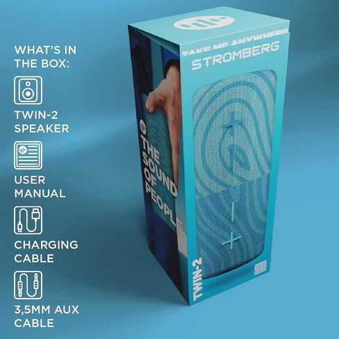 Stromberg-Twin 2-in-1 Mini Portable Bluetooth Speaker ، 10W Power ، 10 ساعات وقت ، Sky Blue و Red in Kuwait