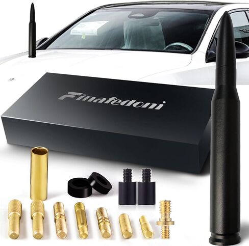 Chrome Bullet Antenna 50 Cal Bullet Car Truck Antenna Truck Accessories Silverado 1500 Ford F150 Dodge Ram 1500 GMC Sierra 1500 Ranger Short Replacement Antena para Carro (Chrome, 5.5inch) in Kuwait