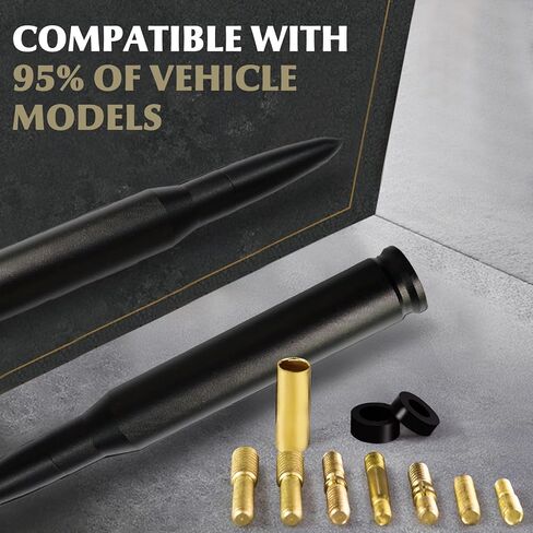 Chrome Bullet Antenna 50 Cal Bullet Car Truck Antenna Truck Accessories Silverado 1500 Ford F150 Dodge Ram 1500 GMC Sierra 1500 Ranger Short Replacement Antena para Carro (Chrome, 5.5inch) in Kuwait