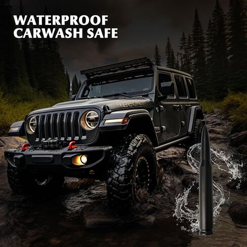 Chrome Bullet Antenna 50 Cal Bullet Car Truck Antenna Truck Accessories Silverado 1500 Ford F150 Dodge Ram 1500 GMC Sierra 1500 Ranger Short Replacement Antena para Carro (Chrome, 5.5inch) in Kuwait