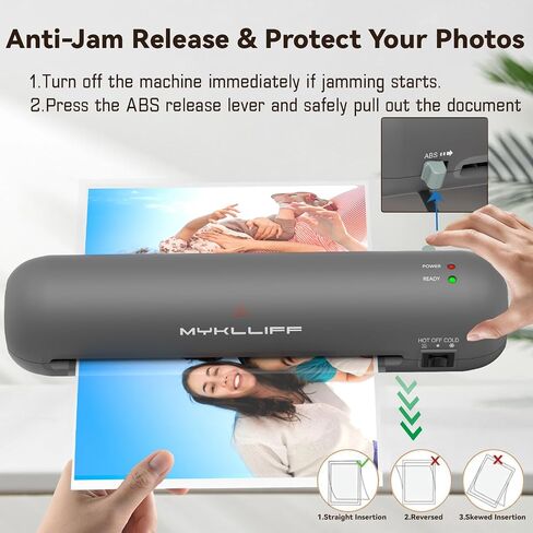 Laminator Machine 9-Inch Portable Thermal Laminater with Hot & Cold Modes, A4 Small Laminating Machine with ABS Jam-Release, 3-Min Warm-Up, 6-in-1 Photo Laminator Kit for Office & Classroom Blue-Gray in Saudi Arabia