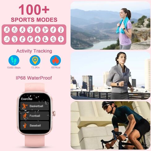 Smart Watch, 1.91" Smartwatch for Men Women (Answer/Make Call), Fitness Tracker with 100+ Sport Modes, IP68 Waterproof, Heart Rate/Sleep Monitor, Spo2, Pedometer, Activity Tracker for Android iOS in Kuwait