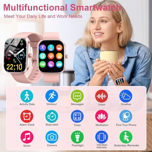 Smart Watch, 1.91" Smartwatch for Men Women (Answer/Make Call), Fitness Tracker with 100+ Sport Modes, IP68 Waterproof, Heart Rate/Sleep Monitor, Spo2, Pedometer, Activity Tracker for Android iOS in Kuwait
