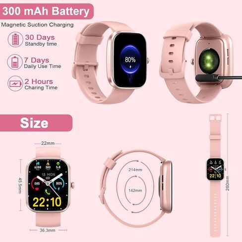 Smart Watch, 1.91" Smartwatch for Men Women (Answer/Make Call), Fitness Tracker with 100+ Sport Modes, IP68 Waterproof, Heart Rate/Sleep Monitor, Spo2, Pedometer, Activity Tracker for Android iOS in Kuwait