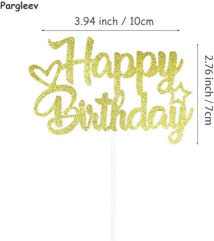 Blue & Silver Glitter "Happy Birthday" Topper - Plitter Paper & Stick - جاهز للاستخدام in Saudi Arabia