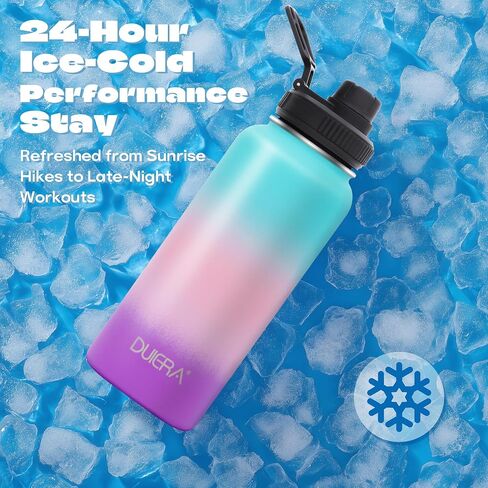 DUIERA 32 oz Water Bottle with Straw, Insulated Water Bottle with Lid, Stainless Steel Water Bottle Leak Proof & BPA Free, Portable Sports Bottle, Blue and Green in Saudi Arabia