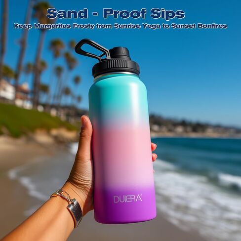 DUIERA 32 oz Water Bottle with Straw, Insulated Water Bottle with Lid, Stainless Steel Water Bottle Leak Proof & BPA Free, Portable Sports Bottle, Blue and Green in Saudi Arabia