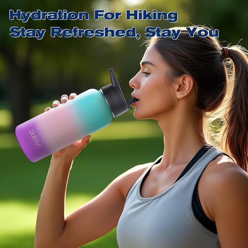 DUIERA 32 oz Water Bottle with Straw, Insulated Water Bottle with Lid, Stainless Steel Water Bottle Leak Proof & BPA Free, Portable Sports Bottle, Blue and Green in Saudi Arabia