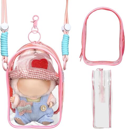 Clear Bag for Blind Box Plush Mystery Box Display Case Protective Case Cover Clear Figure Display Bag Carrying Cases for 5.9inch Blind Boxes Keychain Collectibles Plush Doll Figure No Dolls (Pink) in Saudi Arabia