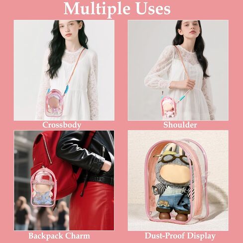 Clear Bag for Blind Box Plush Mystery Box Display Case Protective Case Cover Clear Figure Display Bag Carrying Cases for 5.9inch Blind Boxes Keychain Collectibles Plush Doll Figure No Dolls (Pink) in Saudi Arabia