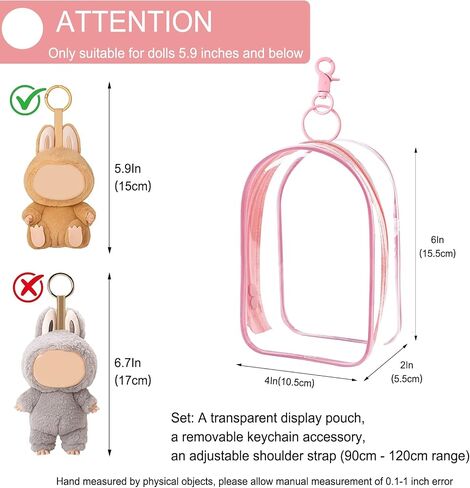 Clear Bag for Blind Box Plush Mystery Box Display Case Protective Case Cover Clear Figure Display Bag Carrying Cases for 5.9inch Blind Boxes Keychain Collectibles Plush Doll Figure No Dolls (Pink) in Saudi Arabia