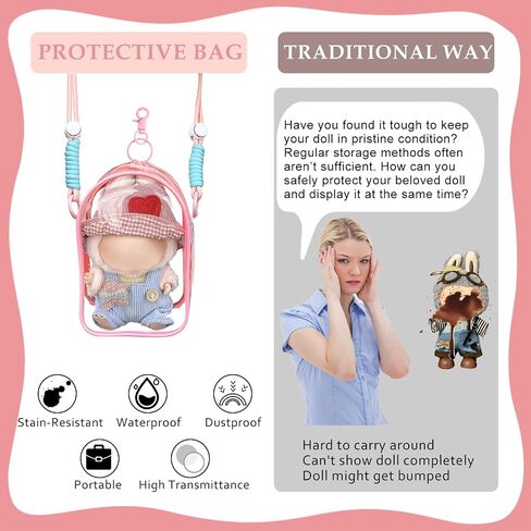 Clear Bag for Blind Box Plush Mystery Box Display Case Protective Case Cover Clear Figure Display Bag Carrying Cases for 5.9inch Blind Boxes Keychain Collectibles Plush Doll Figure No Dolls (Pink) in Saudi Arabia
