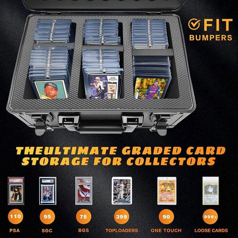 Graded Card Box - Aluminum Alloy 4-Row Graded Card Storage Box, Compatible with 110 Cardboards, Trading Collector Storage Box Case Fits PSA, BGS, SGC and Top Loaders in Saudi Arabia
