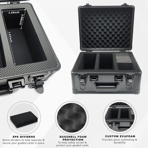 Graded Card Box - Aluminum Alloy 4-Row Graded Card Storage Box, Compatible with 110 Cardboards, Trading Collector Storage Box Case Fits PSA, BGS, SGC and Top Loaders in Saudi Arabia