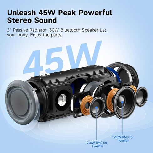 مكبر صوت بلوتوث المحمول ، 30W 360 ° الصوت المحيطي IPX7 مكبرات الصوت اللاسلكية المقاومة للماء ، مكبرات صوت عالية في الهواء الطلق TWS ، للشاطئ ، الحفلات ، هدية التخييم ، وقت اللعب 8H in Kuwait