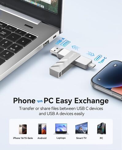 ORICO 1TB Portable Solid State Drive, 1050MB/s Dual-Port Rotating Metal External SSD with 90° Click-Stop, Reliable Storage for iPhone 16, 15 Series, Type-C Smartphone, Mac, Audio, Vehicle - A101 in Saudi Arabia